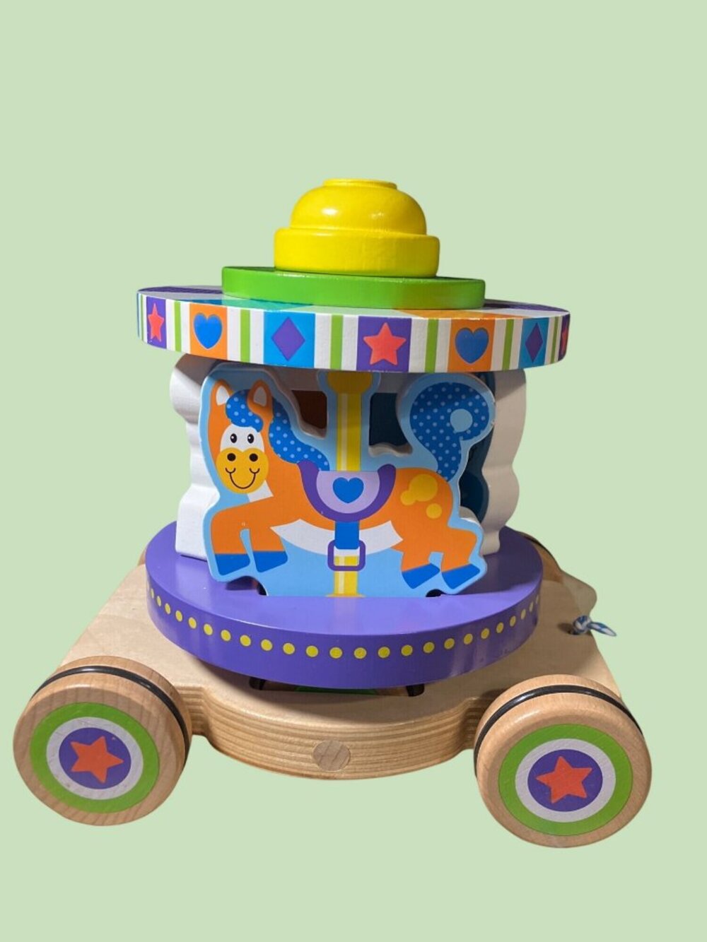 MELISSA & DOUG First Play Wooden Carousel Pull Toy